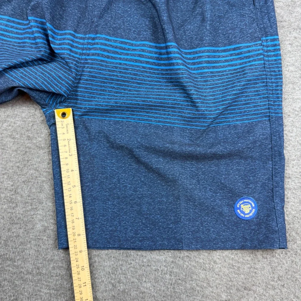 Banana Boat Swim Trunks Mens 3XL Blue Striped UPF 50+ Board Shorts Pocket‎